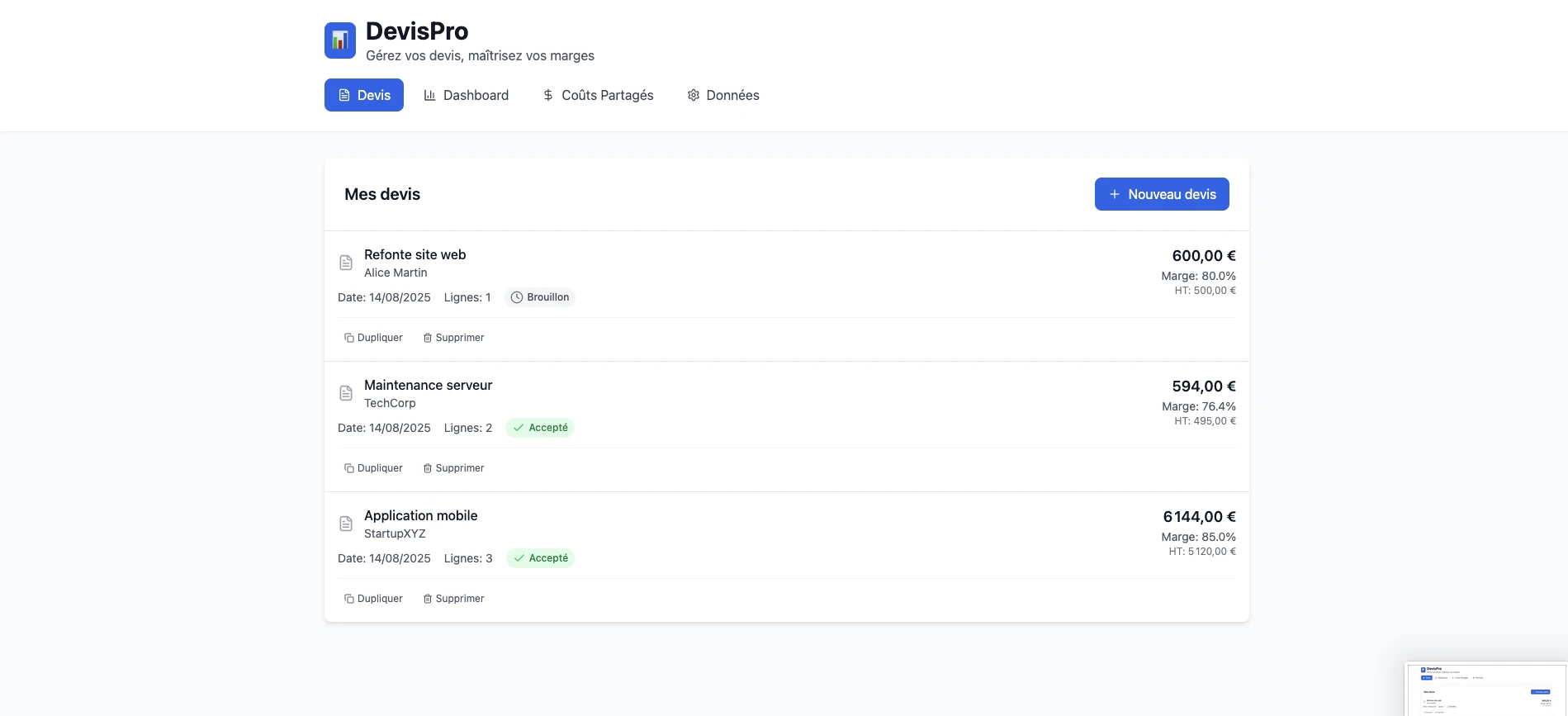 DevisPro - Gestionnaire de Devis Professionnel